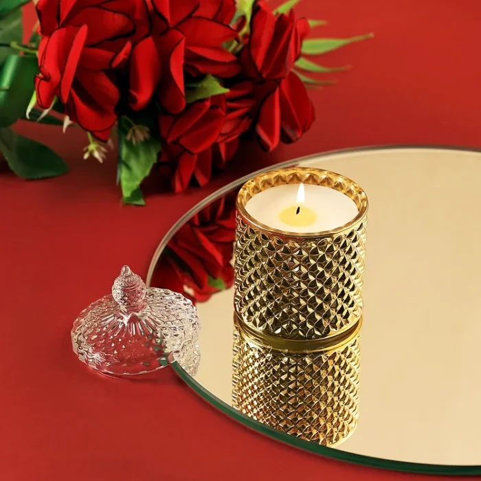 Golden wood scented candle gift