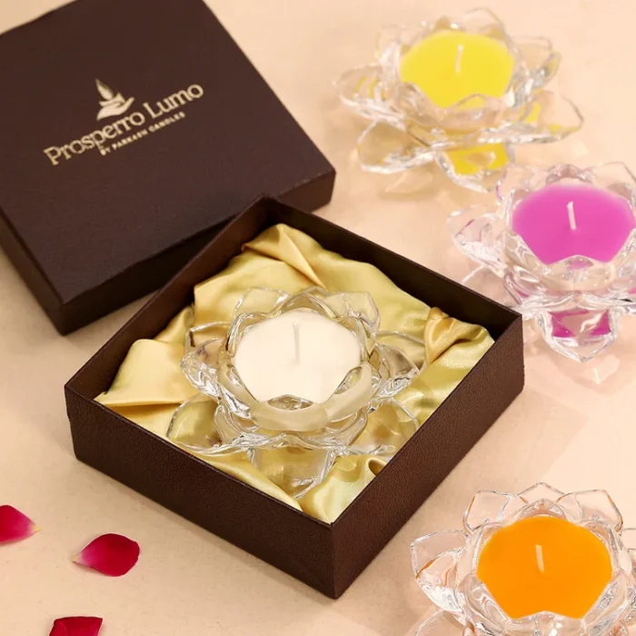 Premium Luminous Crystal Lotus Scented Candle Home Décor English Blush